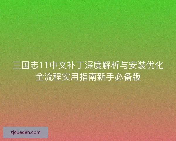 三国志11中文补丁深度解析与安装优化全流程实用指南新手必备版