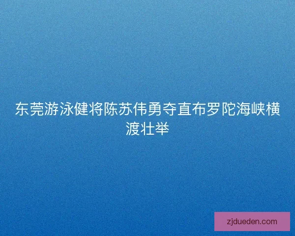 东莞游泳健将陈苏伟勇夺直布罗陀海峡横渡壮举