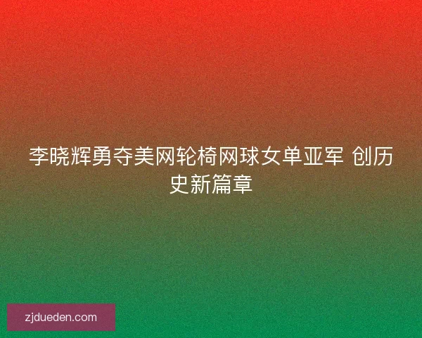 李晓辉勇夺美网轮椅网球女单亚军 创历史新篇章