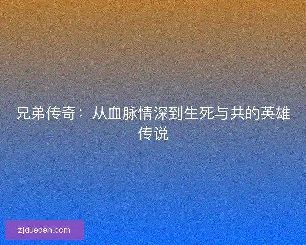兄弟传奇：从血脉情深到生死与共的英雄传说